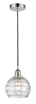 Athens Deco Swirl - 1 Light - 8 inch - Polished Chrome - Cord hung - Mini Pendant (3442|616-1P-PC-G1213-8CL)