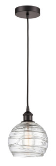 Athens Deco Swirl - 1 Light - 8 inch - Oil Rubbed Bronze - Cord hung - Mini Pendant (3442|616-1P-OB-G1213-8CL)
