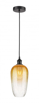 Brookhaven Flute - 1 Light - 7 inch - Matte Black - Cord hung - Mini Pendant (3442|616-1P-BK-G484-7AM)