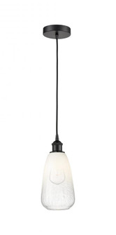 Brookhaven Almond - 1 Light - 6 inch - Matte Black - Cord hung - Mini Pendant (3442|616-1P-BK-G480-6OP)