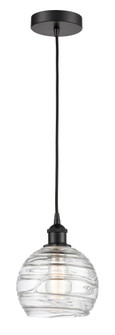 Athens Deco Swirl - 1 Light - 8 inch - Matte Black - Cord hung - Mini Pendant (3442|616-1P-BK-G1213-8CL)