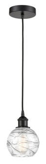 Athens Deco Swirl - 1 Light - 6 inch - Matte Black - Cord hung - Mini Pendant (3442|616-1P-BK-G1213-6CL)