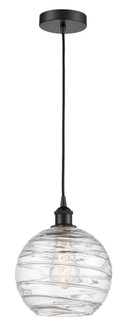 Athens Deco Swirl - 1 Light - 10 inch - Matte Black - Cord hung - Mini Pendant (3442|616-1P-BK-G1213-10CL)