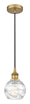 Athens Deco Swirl - 1 Light - 6 inch - Brushed Brass - Cord hung - Mini Pendant (3442|616-1P-BB-G1213-6CL)