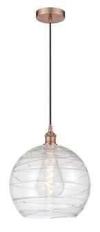Athens Deco Swirl - 1 Light - 14 inch - Antique Copper - Cord hung - Mini Pendant (3442|616-1P-AC-G1213-14CL)