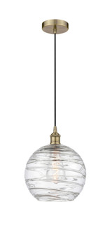 Athens Deco Swirl - 1 Light - 10 inch - Antique Brass - Cord hung - Mini Pendant (3442|616-1P-AB-G1213-10CL)