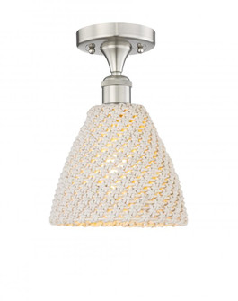Bristol Natural - 1 Light - 8 inch - Brushed Satin Nickel - Semi-Flush Mount (3442|616-1F-SN-NBD-75-NAT)