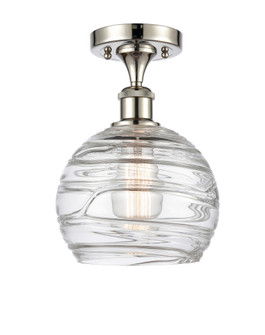Athens Deco Swirl - 1 Light - 8 inch - Polished Nickel - Semi-Flush Mount (3442|616-1F-PN-G1213-8CL)