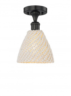 Bristol Natural - 1 Light - 8 inch - Matte Black - Semi-Flush Mount (3442|616-1F-BK-NBD-75-NAT)