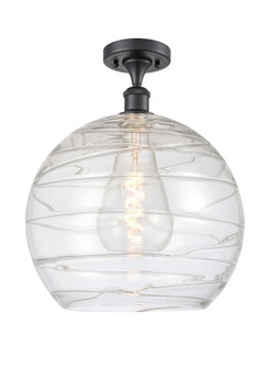 Athens Deco Swirl - 1 Light - 14 inch - Matte Black - Semi-Flush Mount (3442|616-1F-BK-G1213-14CL)