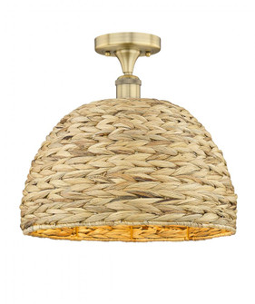 Woven Rattan - 1 Light - 16 inch - Brushed Brass - Semi-Flush Mount (3442|616-1F-BB-RBD-16-NAT)