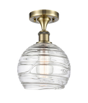 Athens Deco Swirl - 1 Light - 8 inch - Antique Brass - Semi-Flush Mount (3442|616-1F-AB-G1213-8CL)