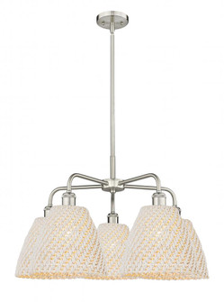 Bristol Natural - 5 Light - 28 inch - Satin Nickel - Stem hung - Chandelier (3442|516-5CR-SN-NBD-9-NAT)