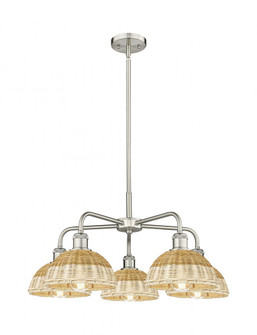 Bristol Natural II - 5 Light - 26 inch - Satin Nickel - Stem hung - Chandelier (3442|516-5CR-SN-NBD2-75-NAT)