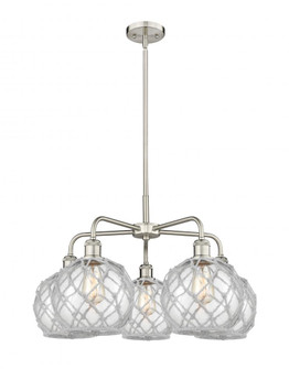 Farmhouse Rope - 5 Light - 27 inch - Satin Nickel - Stem hung - Chandelier (3442|516-5CR-SN-G122-8RW)