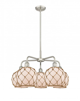 Farmhouse Rope - 5 Light - 27 inch - Satin Nickel - Stem hung - Chandelier (3442|516-5CR-SN-G121-8RB)