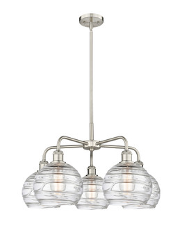 Athens Deco Swirl - 5 Light - 27 inch - Satin Nickel - Stem hung - Chandelier (3442|516-5CR-SN-G1213-8CL)