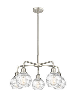 Athens Deco Swirl - 5 Light - 24 inch - Satin Nickel - Stem hung - Chandelier (3442|516-5CR-SN-G1213-6CL)