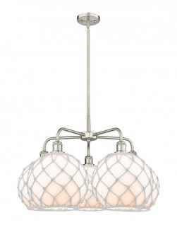 Farmhouse Rope - 5 Light - 29 inch - Satin Nickel - Stem hung - Chandelier (3442|516-5CR-SN-G121-10RW)