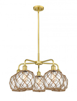 Farmhouse Rope - 5 Light - 27 inch - Satin Gold - Stem hung - Chandelier (3442|516-5CR-SG-G122-8RB)