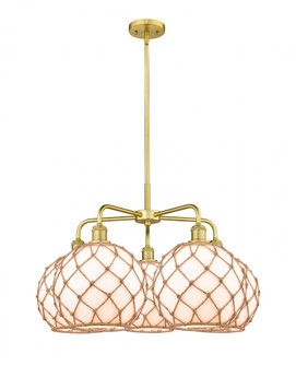 Farmhouse Rope - 5 Light - 29 inch - Satin Gold - Stem hung - Chandelier (3442|516-5CR-SG-G121-10RB)