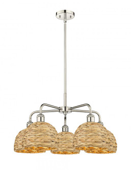 Woven Rattan - 5 Light - 27 inch - Polished Nickel - Stem hung - Chandelier (3442|516-5CR-PN-RBD-8-NAT)