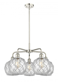 Farmhouse Rope - 5 Light - 27 inch - Polished Nickel - Stem hung - Chandelier (3442|516-5CR-PN-G122-8RW)