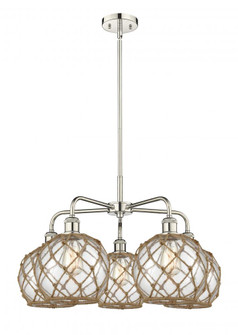 Farmhouse Rope - 5 Light - 27 inch - Polished Nickel - Stem hung - Chandelier (3442|516-5CR-PN-G122-8RB)