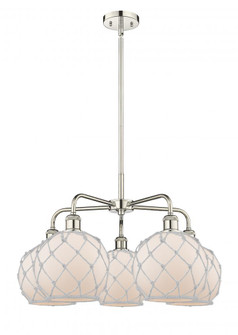 Farmhouse Rope - 5 Light - 27 inch - Polished Nickel - Stem hung - Chandelier (3442|516-5CR-PN-G121-8RW)