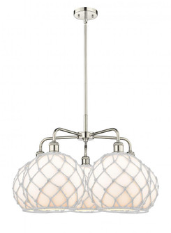 Farmhouse Rope - 5 Light - 29 inch - Polished Nickel - Stem hung - Chandelier (3442|516-5CR-PN-G121-10RW)
