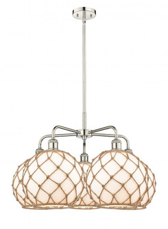 Farmhouse Rope - 5 Light - 29 inch - Polished Nickel - Stem hung - Chandelier (3442|516-5CR-PN-G121-10RB)