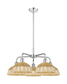 Bristol Natural II - 5 Light - 28 inch - Polished Chrome - Stem hung - Chandelier (3442|516-5CR-PC-NBD2-9-NAT)