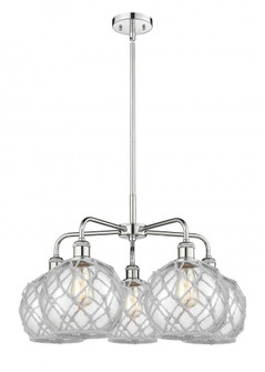 Farmhouse Rope - 5 Light - 27 inch - Polished Chrome - Stem hung - Chandelier (3442|516-5CR-PC-G122-8RW)