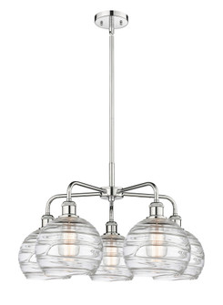 Athens Deco Swirl - 5 Light - 27 inch - Polished Chrome - Stem hung - Chandelier (3442|516-5CR-PC-G1213-8CL)