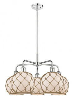 Farmhouse Rope - 5 Light - 27 inch - Polished Chrome - Stem hung - Chandelier (3442|516-5CR-PC-G121-8RB)
