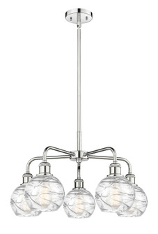 Athens Deco Swirl - 5 Light - 24 inch - Polished Chrome - Stem hung - Chandelier (3442|516-5CR-PC-G1213-6CL)