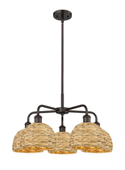 Woven Rattan - 5 Light - 27 inch - Oil Rubbed Bronze - Stem hung - Chandelier (3442|516-5CR-OB-RBD-8-NAT)