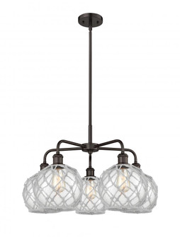 Farmhouse Rope - 5 Light - 27 inch - Oil Rubbed Bronze - Stem hung - Chandelier (3442|516-5CR-OB-G122-8RW)