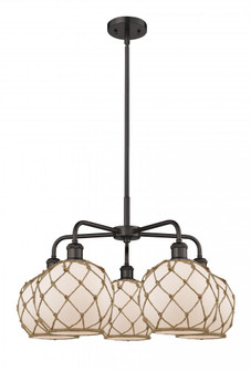 Farmhouse Rope - 5 Light - 27 inch - Oil Rubbed Bronze - Stem hung - Chandelier (3442|516-5CR-OB-G121-8RB)