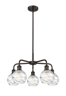 Athens Deco Swirl - 5 Light - 24 inch - Oil Rubbed Bronze - Stem hung - Chandelier (3442|516-5CR-OB-G1213-6CL)
