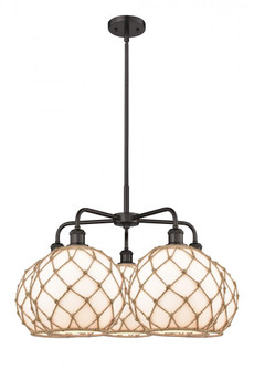 Farmhouse Rope - 5 Light - 29 inch - Oil Rubbed Bronze - Stem hung - Chandelier (3442|516-5CR-OB-G121-10RB)