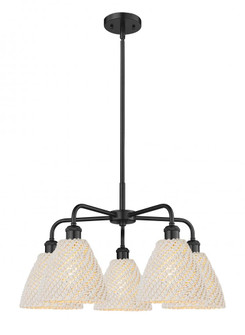 Bristol Natural - 5 Light - 26 inch - Matte Black - Stem hung - Chandelier (3442|516-5CR-BK-NBD-75-NAT)