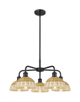 Bristol Natural II - 5 Light - 26 inch - Matte Black - Stem hung - Chandelier (3442|516-5CR-BK-NBD2-75-NAT)