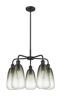 Brookhaven Almond - 5 Light - 25 inch - Matte Black - Stem hung - Chandelier (3442|516-5CR-BK-G480-6SL)