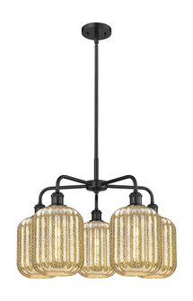 Preston Cylinder - 5 Light - 25 inch - Matte Black - Stem hung - Chandelier (3442|516-5CR-BK-G460-7ME)
