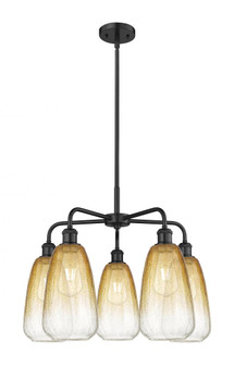 Brookhaven Almond - 5 Light - 25 inch - Matte Black - Stem hung - Chandelier (3442|516-5CR-BK-G480-6AM)