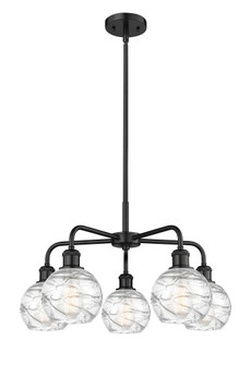 Athens Deco Swirl - 5 Light - 24 inch - Matte Black - Stem hung - Chandelier (3442|516-5CR-BK-G1213-6CL)