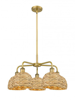 Woven Rattan - 5 Light - 27 inch - Brushed Brass - Stem hung - Chandelier (3442|516-5CR-BB-RBD-8-NAT)