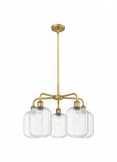 Preston Cylinder - 5 Light - 25 inch - Brushed Brass - Stem hung - Chandelier (3442|516-5CR-BB-G460-7CL)