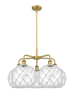 Farmhouse Rope - 5 Light - 29 inch - Brushed Brass - Stem hung - Chandelier (3442|516-5CR-BB-G122-10RW)